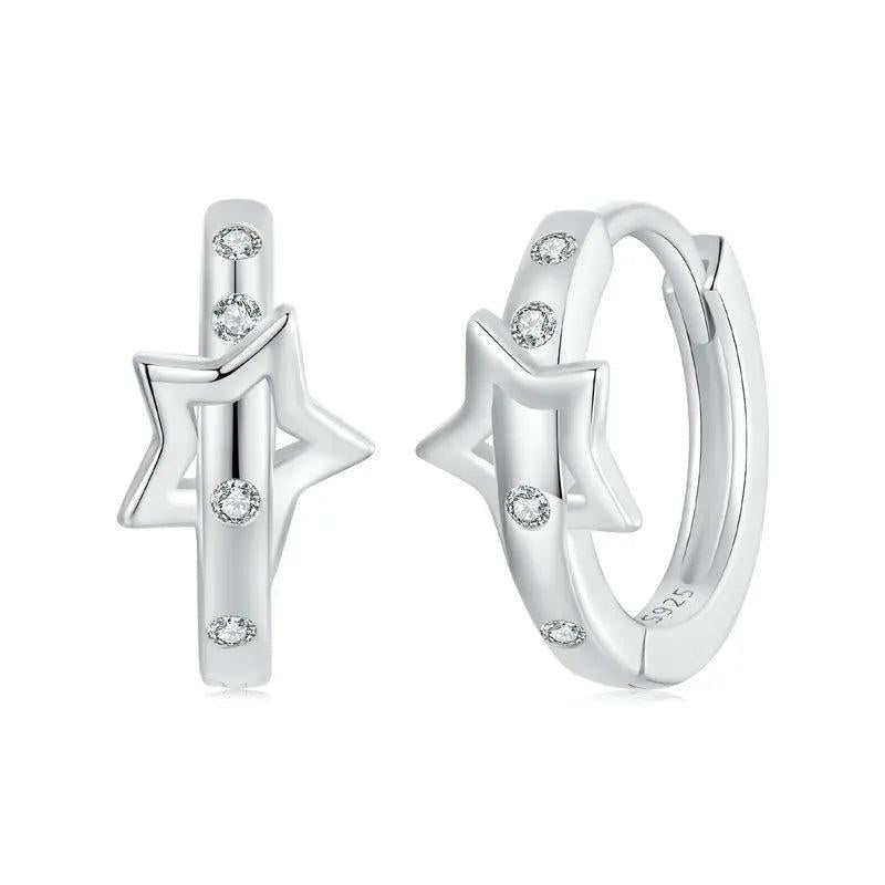 925 Silver Heart Star Butterfly Hoop Earrings for Women