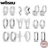 925 Silver Heart Star Butterfly Hoop Earrings for Women