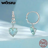 925 Silver Pink Heart Dangle Earrings Rainbow CZ Skull Punk Gift