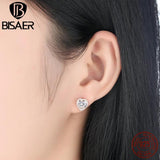925 Sterling Silver Heart Shape Crystal Stud Earrings for Women