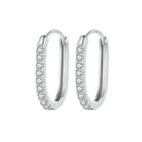 925 Silver U Style Zircon Wedding Hoop Earrings CZ Drop Earring Party Jewelry