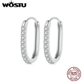 925 Silver U Style Zircon Wedding Hoop Earrings CZ Drop Earring Party Jewelry