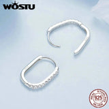 925 Silver U Style Zircon Wedding Hoop Earrings CZ Drop Earring Party Jewelry