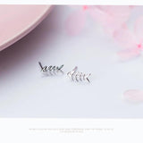 TrustDavis 925 Silver Fishbone Stud Earrings for Girls DS751