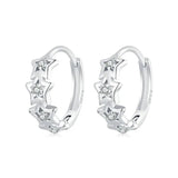 925 Silver Starry Hoop Earrings Zircon Ear Clip Plated Women Party Jewelry