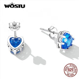 925 Silver Heart Stud Earrings Zircon Wedding Jewelry