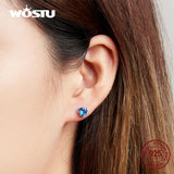 925 Silver Heart Stud Earrings Zircon Wedding Jewelry