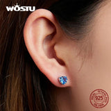 925 Silver Heart Stud Earrings Zircon Wedding Jewelry
