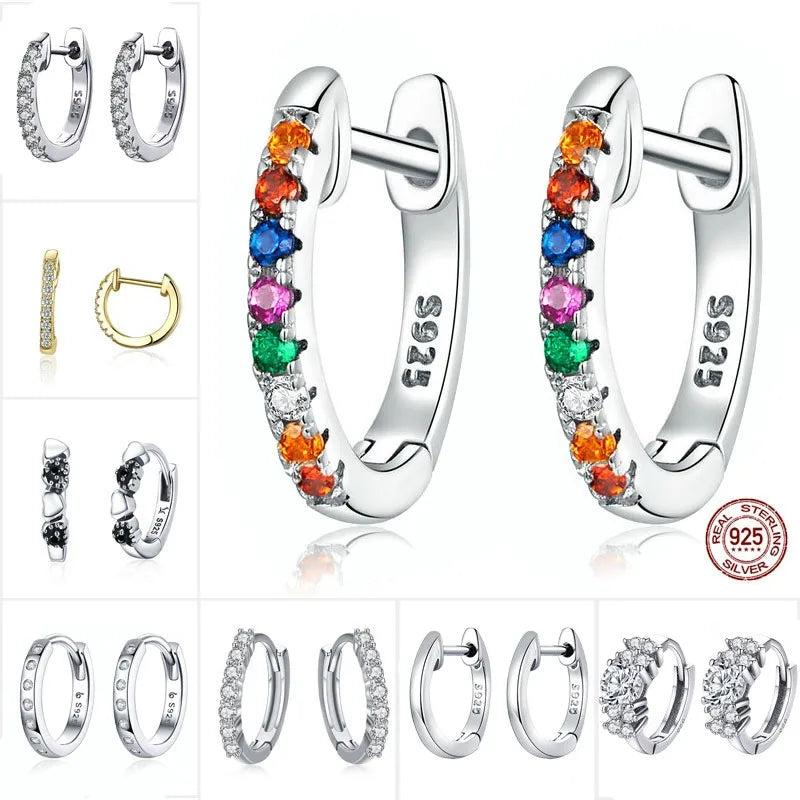 925 Silver CZ Round Circle Crystal Women Hoop Earrings Women Earrings Brincos