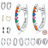 925 Silver CZ Round Circle Crystal Women Hoop Earrings Women Earrings Brincos