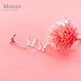 925 Silver Enamel Butterfly Stud Earrings Sweet Tiny Ear Pin