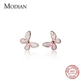 925 Silver Enamel Butterfly Stud Earrings Sweet Tiny Ear Pin
