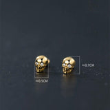 925 Silver Skull Screw Stud Earrings Punk Style Men Women Jewelry