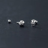 925 Silver Skull Screw Stud Earrings Punk Style Men Women Jewelry