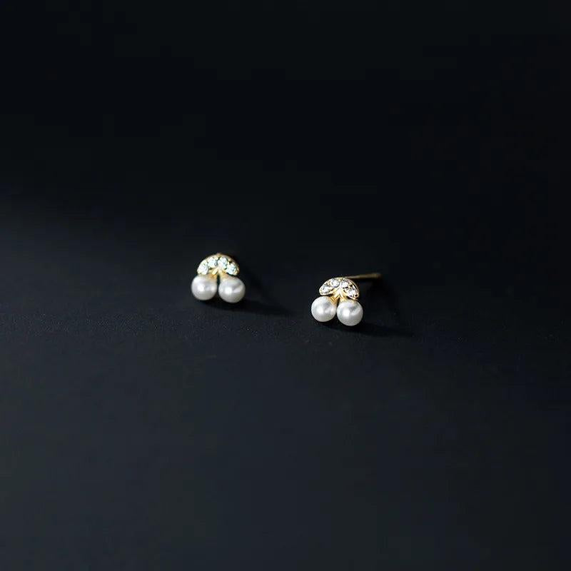 925 Silver Cherry CZ Zircon Stud Earrings Children Piercing Party Jewelry