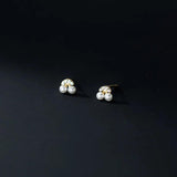 925 Silver Cherry CZ Zircon Stud Earrings Children Piercing Party Jewelry