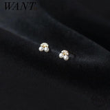 925 Silver Cherry CZ Zircon Stud Earrings Children Piercing Party Jewelry