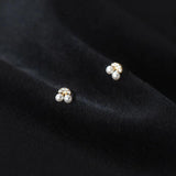 925 Silver Cherry CZ Zircon Stud Earrings Children Piercing Party Jewelry