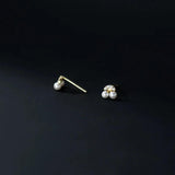 925 Silver Cherry CZ Zircon Stud Earrings Children Piercing Party Jewelry
