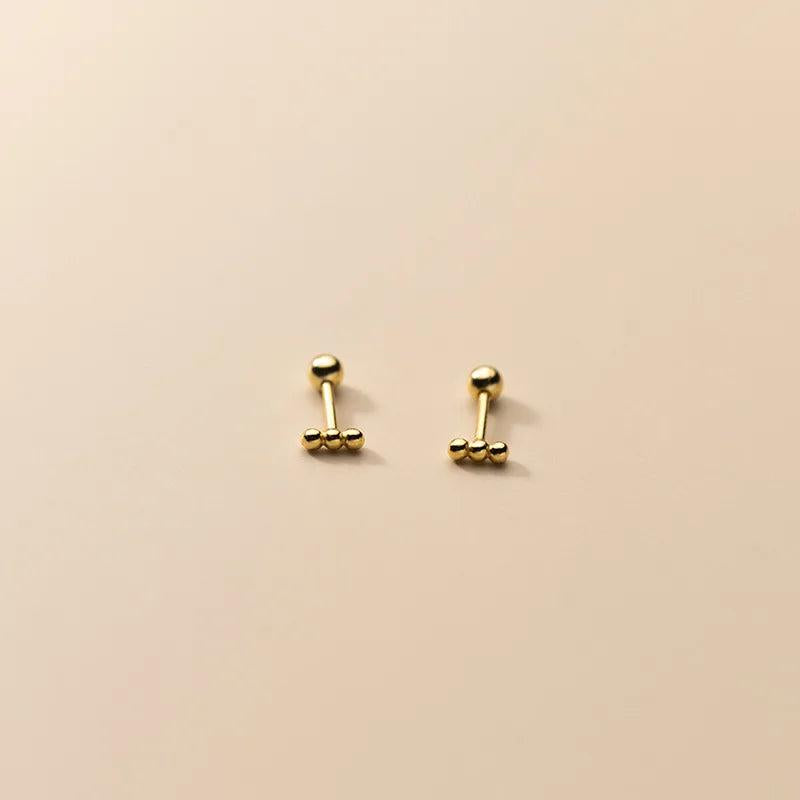 925 Silver Bean Bead Stud Earrings for Women Teen Party
