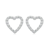 925 Sterling Silver Heart Stud Earrings Zircon Wedding Jewelry
