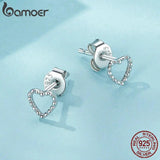 925 Sterling Silver Heart Stud Earrings Zircon Wedding Jewelry