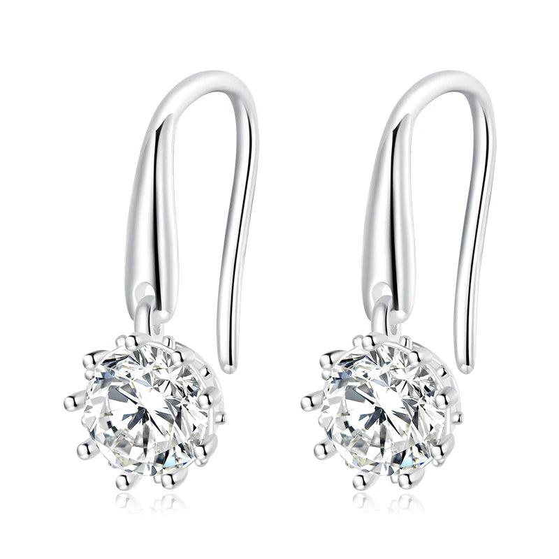 925 Silver Vintage Hook Earrings Platinum Plated