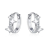 925 Silver Luminous Star Stud Earrings for Women Circle Star Jewelry
