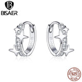 925 Silver Luminous Star Stud Earrings for Women Circle Star Jewelry