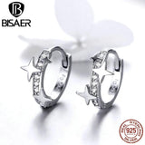 925 Silver Luminous Star Stud Earrings for Women Circle Star Jewelry