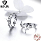 925 Silver Luminous Star Stud Earrings for Women Circle Star Jewelry