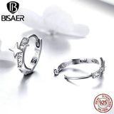 925 Silver Luminous Star Stud Earrings for Women Circle Star Jewelry