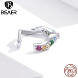 1pcs Rianbow Ear Cuff Earrings 925 Silver Zircon Wedding Jewelry
