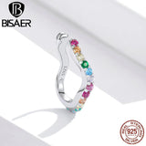 1pcs Rianbow Ear Cuff Earrings 925 Silver Zircon Wedding Jewelry
