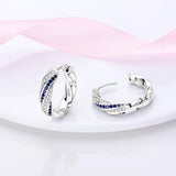 925 Silver Purple Hoop Earrings Zircon Round Circle Wedding Fine Jewelry