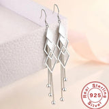 925 Silver Diamond-Shaped Geometric Earrings for Women's Wedding