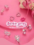 925 Silver Pink Heart Hoop Earrings Women Girl Party Christmas Gift