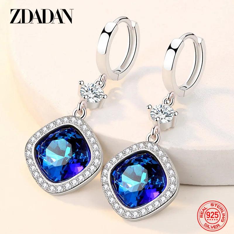 925 Silver Crystal Drop Earrings Wedding Jewelry
