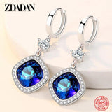 925 Silver Crystal Drop Earrings Wedding Jewelry