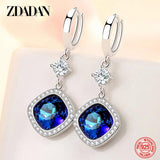 925 Silver Crystal Drop Earrings Wedding Jewelry
