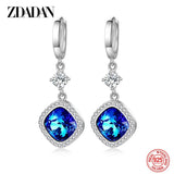 925 Silver Crystal Drop Earrings Wedding Jewelry