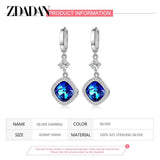 925 Silver Crystal Drop Earrings Wedding Jewelry