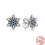 925 Silver Earring Clear Zircon Flowers Heart Studs
