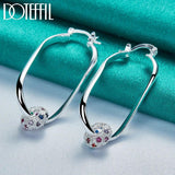 925 Silver Colored Zircon Hoop Earrings For Women