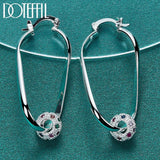 925 Silver Colored Zircon Hoop Earrings For Women