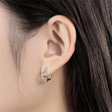 925 Silver Snake Bone Heart Zircon Hoop Earrings Women Evening Party Jewelry