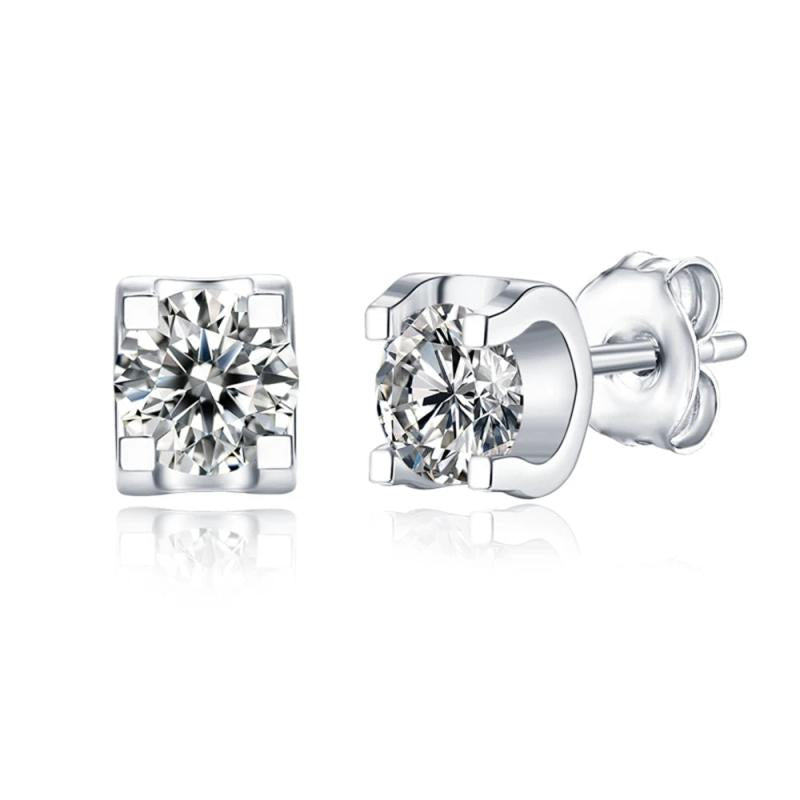 925 Silver 1CT Moissanite Stud Earrings Sparkling Stones