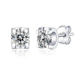 925 Silver 1CT Moissanite Stud Earrings Sparkling Stones