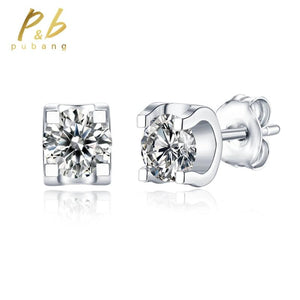 925 Silver 1CT Moissanite Stud Earrings Sparkling Stones