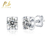 925 Silver 1CT Moissanite Stud Earrings Sparkling Stones